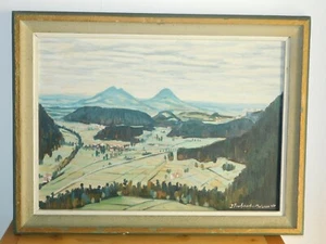 Gemälde Landschaft mit Bergen wohl Erzgebirge sign. E.Fruhnert v. Meissen 1970! - Bild 1 von 10