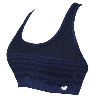 New Balance Black and Blue Striped Crossback Strap Sports Bra Size Large - Image 1 of 4
