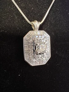 Authentic Palladium And Platinum Diamond Pendant And Chain Original Price $7770 - Picture 1 of 9
