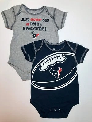 Houston Texans Bebé Todo en Uno Lote de 2 Azul Gris Dormir S/S Creeper 3-6M NFL Foto 1 de 4