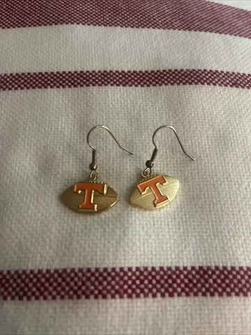 Vintage Tennessee Vols Football Earrings Gold Color Volunteers UT Smokey Orange Cover