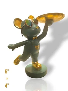 Piatto portaoggetti scrivania resina artigianato orso scultura arte arredo casa per soggiorno - Foto 1 di 3