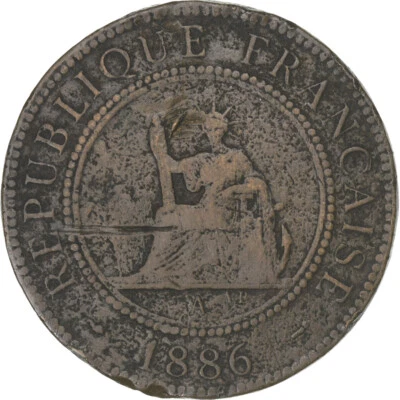 [#1252037] FRENCH INDO-CHINA, Cent, 1886, Paris, Bronze, VG, Lecompte:38, KM:1 - Image 1 of 2