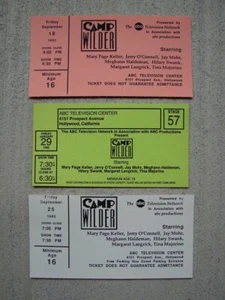 CAMP WILDER 1992-93 TV SERIES JERRY O'CONNELL 3 ORIGINAL AUDIENCE TICKETS ABC - Picture 1 of 3