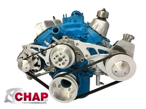Small Block Ford 289 302 Serpentine Pulley Conversion Kit Alt PS Saginaw  SBF 1 - Picture 1 of 3