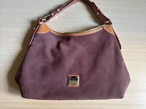 Dooney & Bourke Chocolate Suede Tan Leather Hobo Shoulder Hand Bag - Picture 1 of 15