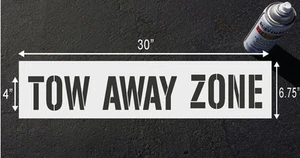 TOW AWAY ZONE, 4" Stencil for Parking lot & curb block - Picture 1 of 1