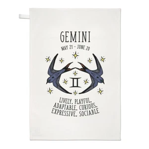 Gemini Horoscope Tea Towel Dish Cloth - Star Sign Zodiac Birthday Astrology - Picture 1 of 1