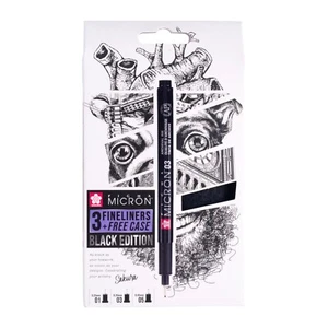 SAKURA Pigma Micron Schwarz Edition Set + gratis Stiftetui | 3 Größen, schwarz - Bild 1 von 5