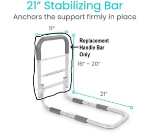 VIVE Compact Bed Rail Replacement Handle Bar ONLY Assist Bar Frame Bedrail - Picture 1 of 4