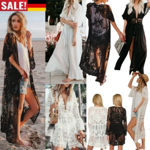 Damen Boho Strandkleid Minikleid Bikini Cover Up Freizeit Tunika Kleid Longtops - Bild 1 von 25
