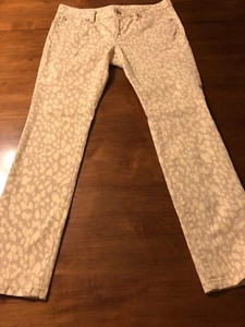 Ann Taylor Loft Women's Jeans Modern Straight Cream & Yellow Stretch Size 4P - Picture 1 of 9