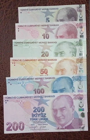 Turkey Banknotes Set 5-10-20-50-100-200 Lira ( 2020-2021 ) P-222-227 UNC Cover