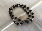 Antique Vintage Black And White Glass Bead Necklace 6584