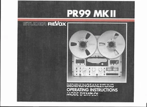 Revox Bedienungsanleitung user manual für PR 99 MKII in englisch Copy - Picture 1 of 1