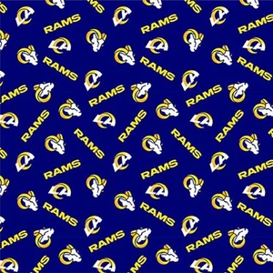 BTHY NFL Los Angeles Rams Yellow Blue Quilting Cotton Fabric By The Half Yard  - Picture 1 of 1