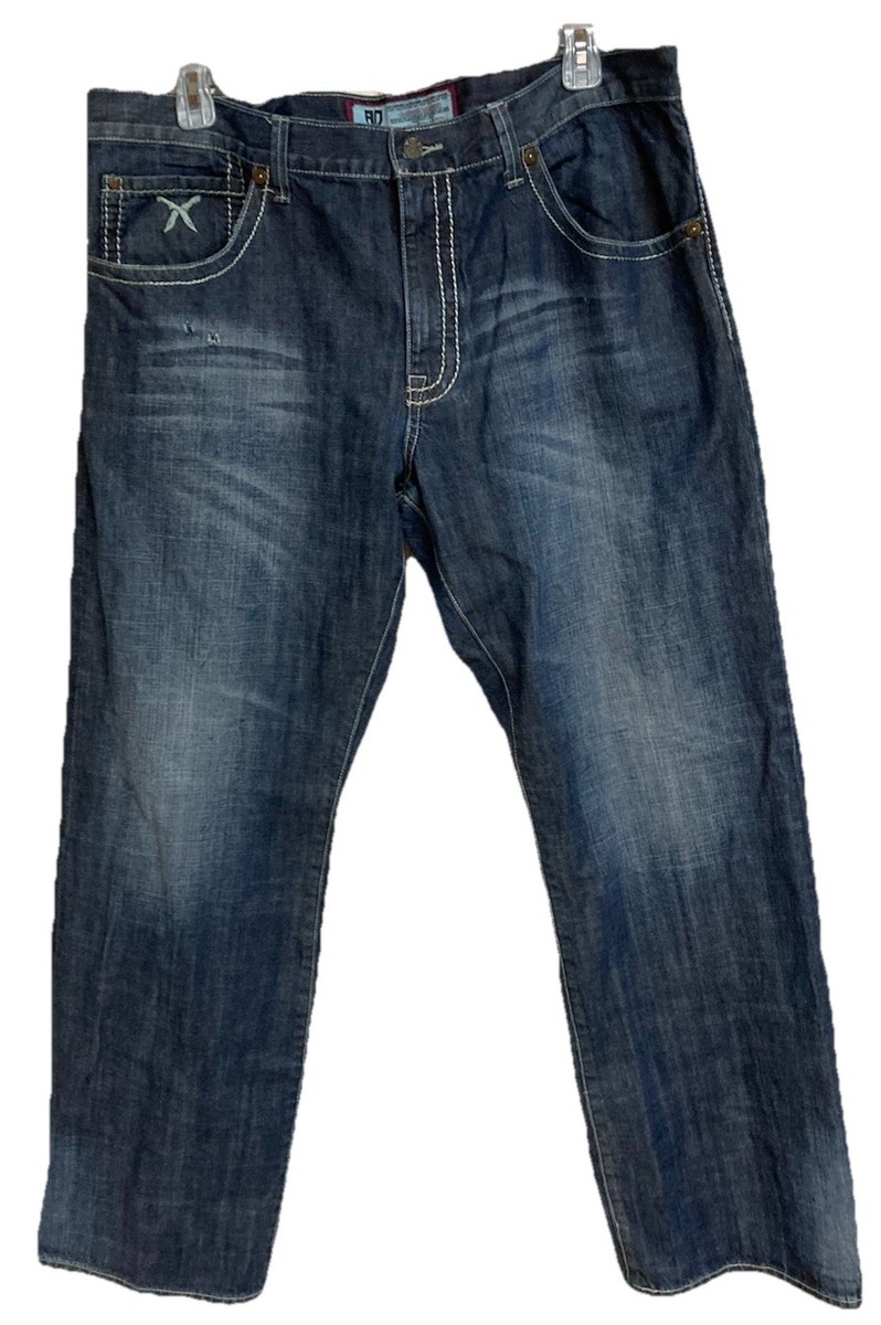 Artful Dodger ダークデニム 34 Artful Dodger Jeans Men's Size 42x36 Embroidered Dark Denim