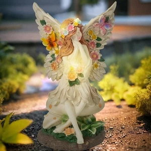 Solar Angel Garden Statues,Outdoor Lighted Angel Sculpture for Outside,Patio,Yar - Picture 1 of 6