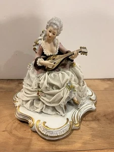 San Marco Porcelain Figurine, Woman Playing Mandolin - Picture 1 of 19