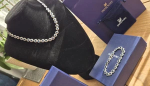 Swarovski Angelic Blue Set – Necklace + Bracelet, Rhodium, Gift Box Included - Picture 1 of 9