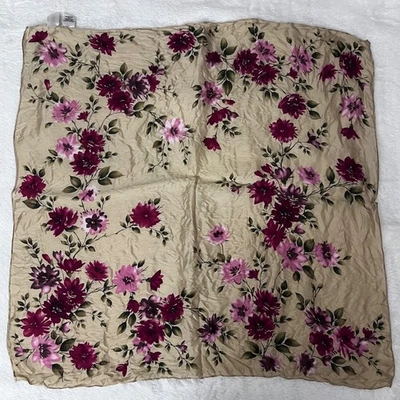 Talbots 100% Silk Floral Square Scarf Made in Japan 24" - Image 1 of 4