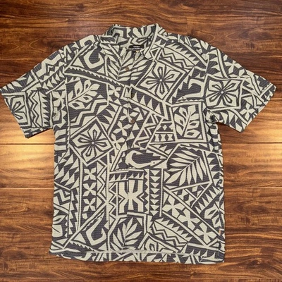 Camisa con botones Quiksilver Waterman Collection ajuste cómodo para hombre talla M geométrica Foto 1 de 4