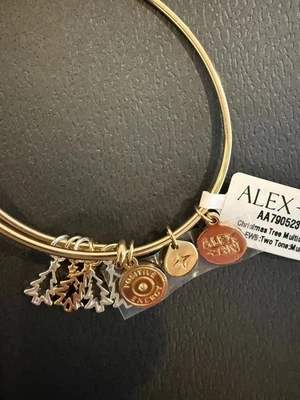 Brazalete Alex and Ani Árbol de Navidad Multi-Dijes, tono dorado y plateado Foto 1 de 4