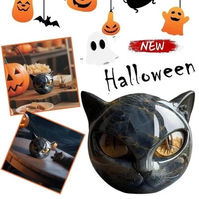 Luxury Black Cat Stone Sculpture – Elegant Home Décor & Gift-Ready Art Piece - Image 1 of 4