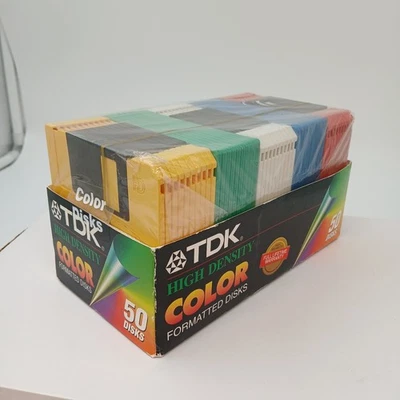 Paquete de 50 disquetes TDK color alta densidad 3,5" HD 1,44 MB formateados NUEVO sellados Foto 1 de 4