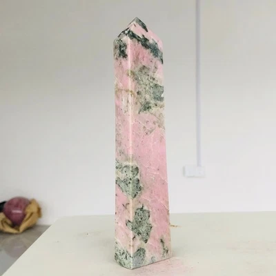 382g Natural America Pink Rhodonite Quartz Crystal Obelisk Mineral Healing D898 - Image 1 of 4