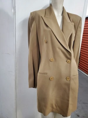 Mini Blazer Abrigo de Lana Emporio Armani Doble Pecho Vestido Tostado 44 Estilo Melania Foto 1 de 4