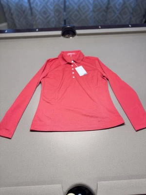 Nuevo polo de golf Nike Dri-Fit rojo protector UV manga larga M para mujer Foto 1 de 4