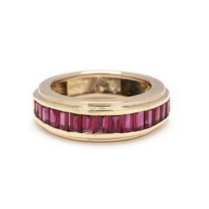 1.68ctw Baguette Ruby Channel Band Ring, 18k Yellow Gold, Ring Size 5.25 - Picture 1 of 5