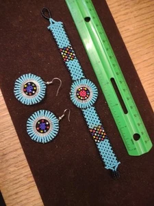 Lotto orecchini bracciale perle semi nativi americani vintage - Foto 1 di 6