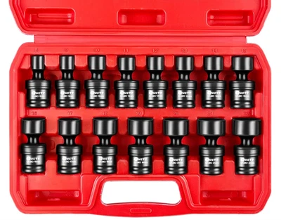 3/8" Drive Impact Universal Joint Socket Set, 15-Piece Metric Swivel (8-22mm) - Image 1 of 4
