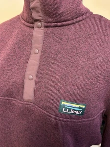 Damen L.L. Bean Snap Pullover Sweater Fleece Sweatshirt weinrot Größe L neu ohne Etikett - Bild 1 von 5