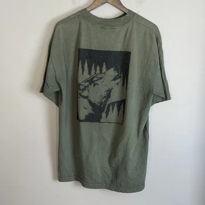 VINTAGE MURINA Mens Green Montana Short Sleeve T Shirt Size XL Wolf Howl USA - Picture 1 of 8
