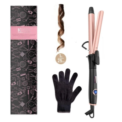 KIPOZI 1" Professional Mini Hair Curler Curling Wand Ceramic Coating LCD Display - Image 1 of 4