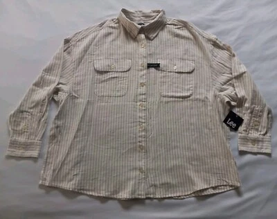 Lee Women's Shirt SZ XL Fall No Gap Snap Button 100% Cotton Striped Top Blouse Foto 1 de 4