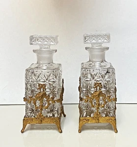 Paar Vintage Kristallglas Karaffen mit Ormolu Bronze Montierungen - Bild 1 von 4