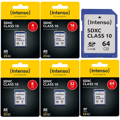 Intenso SD Card Memory Card SDHC Class 10 4GB 8GB 16GB 32GB 64GB - Image 1 of 4