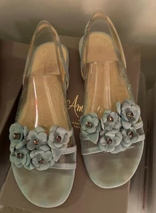 Talbots Women's 9 AA / Narrow 3D Floral Suede Sling-back Light Blue Sandal - Picture 1 of 4