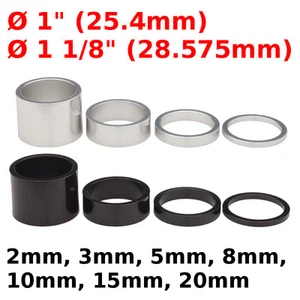 ENTRETOISE BAGUE DE REHAUSSE 1P 1 1/8P ARGENT NOIR DIRECTION POTENCE VELO VTT - Imagen 1 de 1
