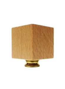 Lamp Finial-SOLID BEECH WOOD CUBE-W/Dual Thread Base in 4 Plated Finishes-FS - Picture 1 of 28