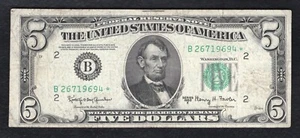 FR. 1966-B* 1950-E $5 *STAR* FRN FEDERAL RESERVE NOTE NEW YORK, NY VERY FINE - Picture 1 of 2