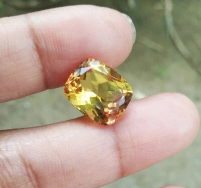 12x10mm. 6.50cts. CUSHION YELLOW  GOLD SPINEL LOOSE GEMs VIVID! - Image 1 of 4