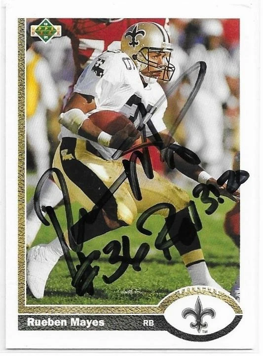 RUEBEN MAYES Autographed Signed 1991 Upper Deck card #230 New Orleans Saints COA - Image 1 of 1
