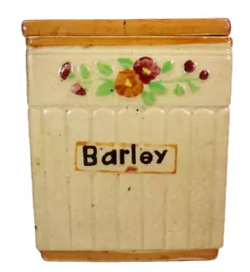Barattolo orzo fiori dipinti a mano ceramica quadrato Giappone vintage così com'è - Foto 1 di 11
