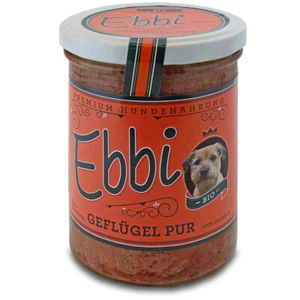 BIO Hundefutter Geflügel Pur 400g Glas mit Geflügelfleisch Pute Hähnchen / Ebbi - Bild 1 von 3