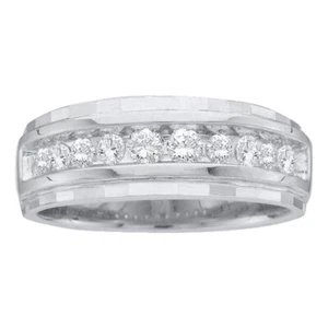 10kt White Gold Mens Round Channel-set Diamond Wedding Band Ring 1/2 Cttw - Picture 1 of 1